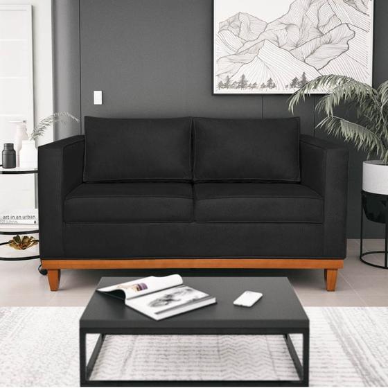 Imagem de Sofá 3 Lugares Europa 180 cm Estilo Conforto e Elegância Suede Preto - Amarena Móveis