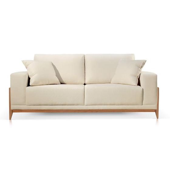 Sofá 3 Lugares Fixo Living Bellagio Suede Bege Claro 01 2,10m Menor preço em Sofá 3 Lugares Fixo Living Bellagio Suede Bege Claro 01 2,10m