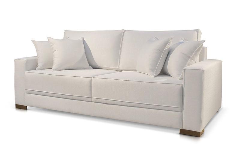 Sofá 3 Lugares Fixo Living Hotello Linho OffWhite 01T 2m Poltjá