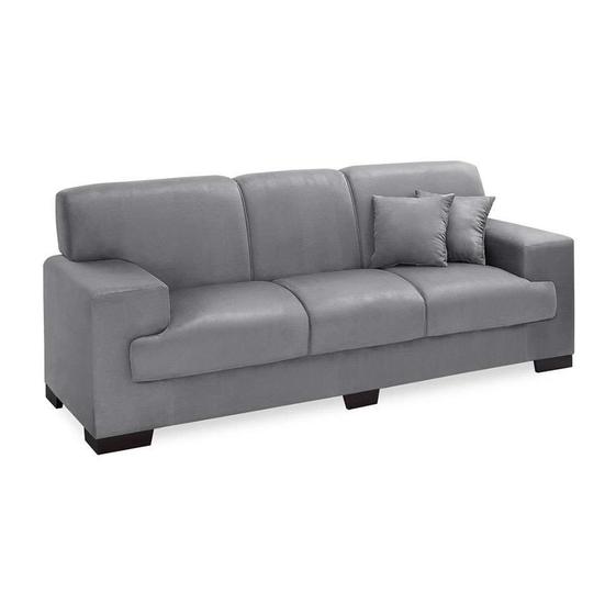 Sofá 3 Lugares Manuela Suede Cinza Império Estofados Menor preço em Sofá 3 Lugares Manuela Suede Cinza Império Estofados