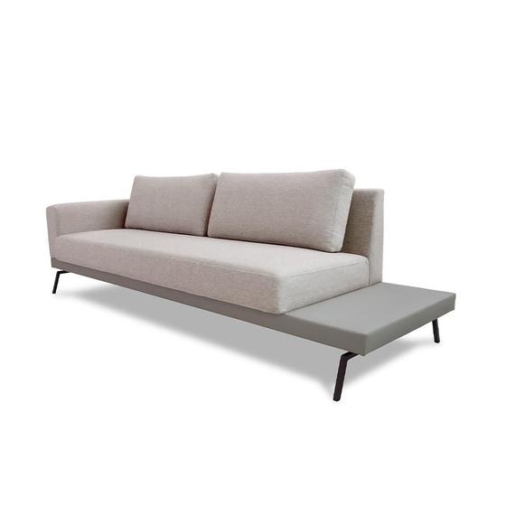 Imagem de Sofá 3 Lugares Matteo com Mesa de Apoio Direita Linho Bege 180 cm