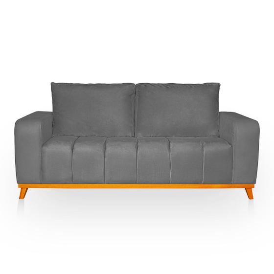 Imagem de Sofá 3 Lugares Memphis Ultra Conforto em Madeira Maciça e Suede - LH Decor