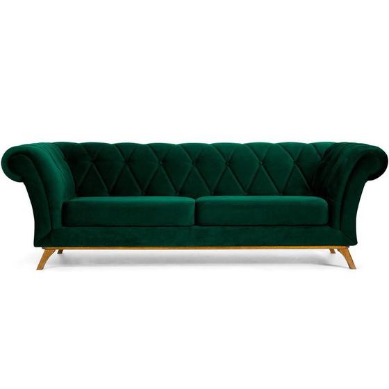 Imagem de Sofá 3 Lugares Para Sala de Estar Império 180 cm D02 Veludo Verde Musgo C-303 - Lyam Decor