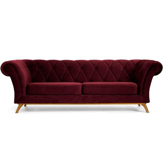 Imagem de Sofá 3 Lugares Para Sala de Estar Império 210 cm D02 Veludo Marsala C-278 - Lyam Decor