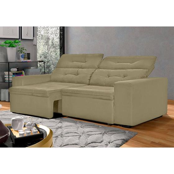 Sofá 3 Lugares Phormatta Decor Berlin com Assento Retrátil e Encoscto Reclinável Capuccino 206 cm Menor preço em Sofá 3 Lugares Phormatta Decor Berlin com Assento Retrátil e Encoscto Reclinável Capuccino 206 cm