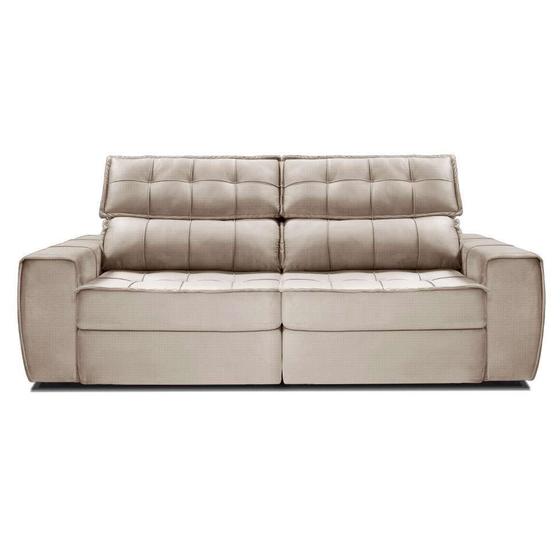 Sofá 3 Lugares Retrátil e Reclinável América Veludo Fusion Bege Claro