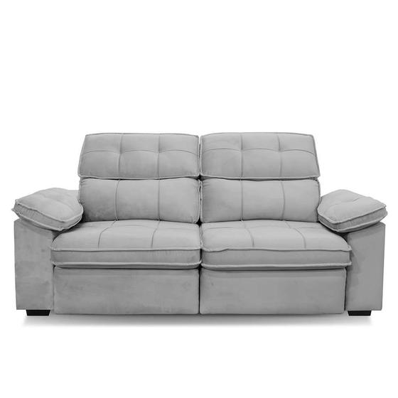 Sofá 3 Lugares Retrátil e Reclinável Bragança Veludo Joly Cinza
