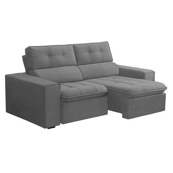 Sofá 3 Lugares Retrátil e Reclinável Dublin Veludo Prata Ferguile