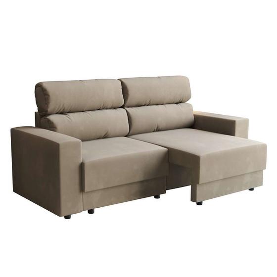Sofá 3 Lugares Retrátil e Reclinável Porto Alegre Suede Bege 180 cm