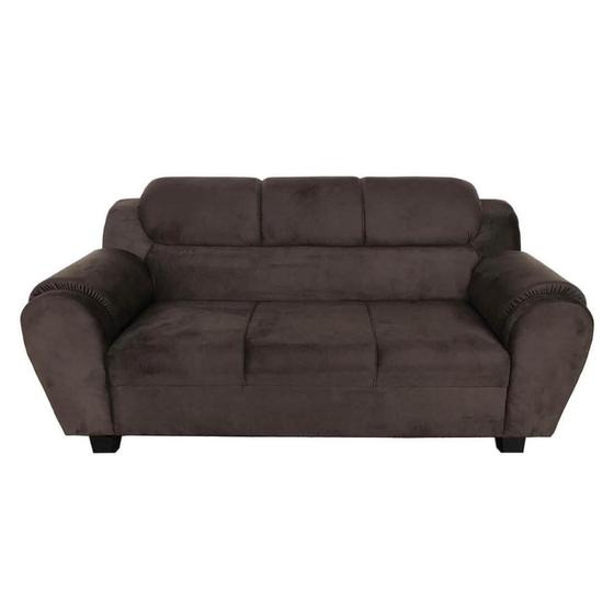 Imagem de Sofá 3 Lugares Scudeler Assento Fixo com Pés Tecido Suede Sara 90x200x85cm