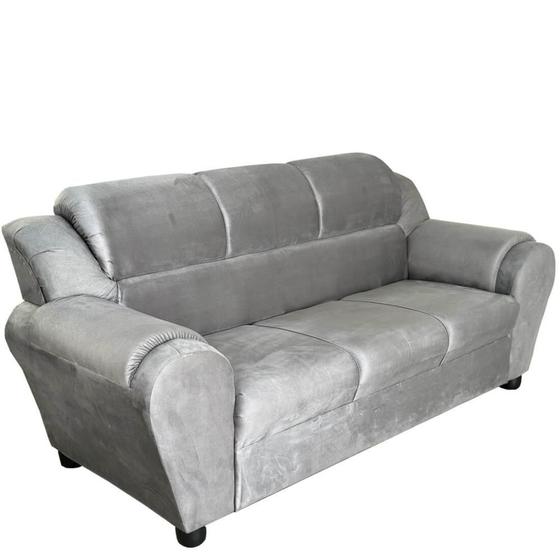 Imagem de Sofá 3 Lugares Scudeler Assento Fixo com Pés Tecido Suede Sara 90x200x85cm