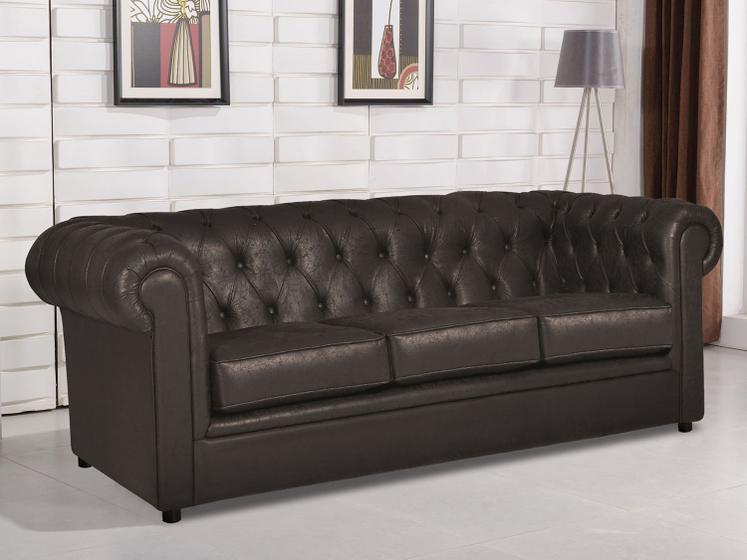 Imagem de sofá 3 Lugares Suede Chesterfield