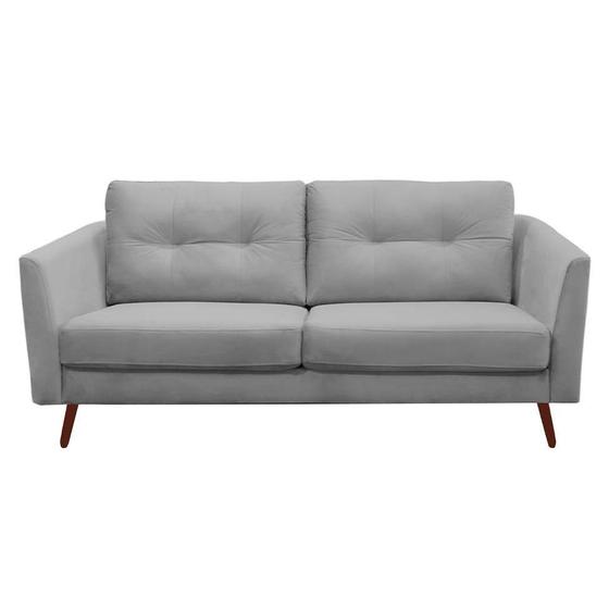 Sofá 3 Lugares Village Veludo Joly Cinza Gralha Azul Estofados