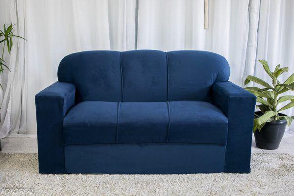 Sofá 3 Lugares Xaropinho Suede Azul - AL Móveis - Sofá 3 Lugares ...