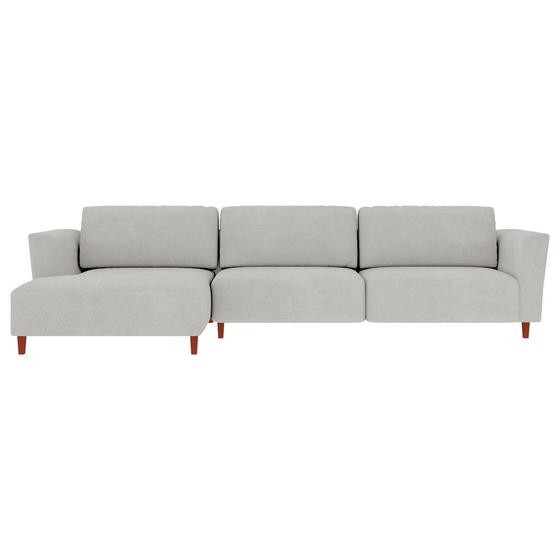 Imagem de Sofá 310cm com Chaise Esquerda Franz Suede Cinza G52 - Gran Belo