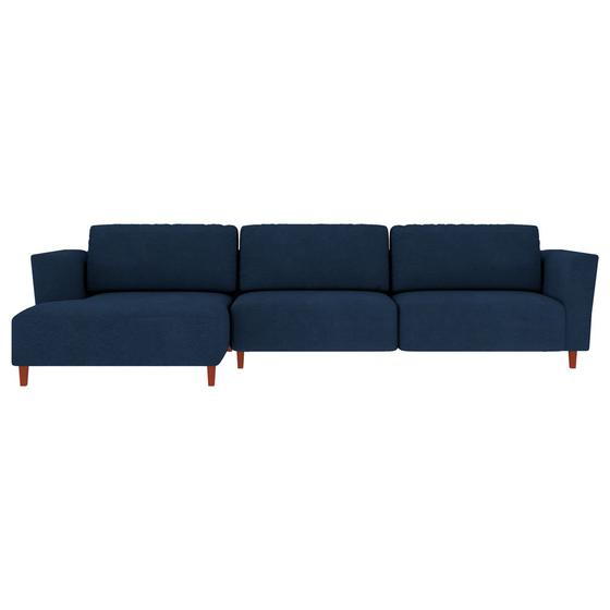 Imagem de Sofá 330cm com Chaise Esquerda Franz Suede Azul G52 - Gran Belo