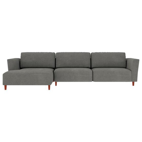 Imagem de Sofá 330cm com Chaise Esquerda Franz Suede Grafite G52 - Gran Belo
