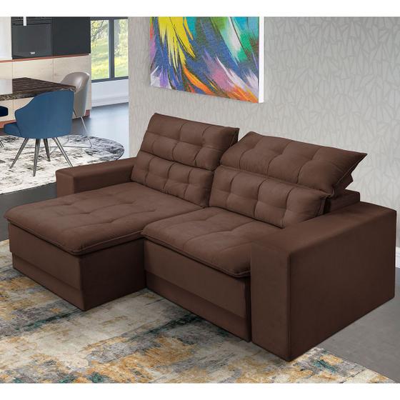 Sofá 4 Lugares 240 Cm Molas Bonnel Pillow D28 Retrátil Amazonas Veludo