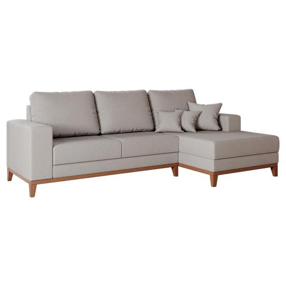 Sofá 4 Lugares Belgrado com Chaise Direito Linho Cru 250 cm Menor preço em Sofá 4 Lugares Belgrado com Chaise Direito Linho Cru 250 cm