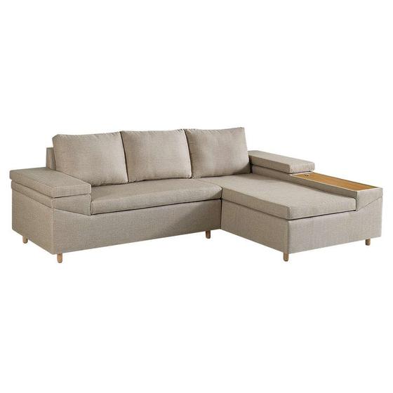 Imagem de Sofá 4 Lugares Clássico com Chaise Direito e Entrada USB Linho Caramelo