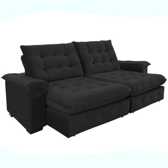 Imagem de Sofá 4 Lugares Coliseu 2.60m Retrátil e Reclinável Super Pillow - Preto