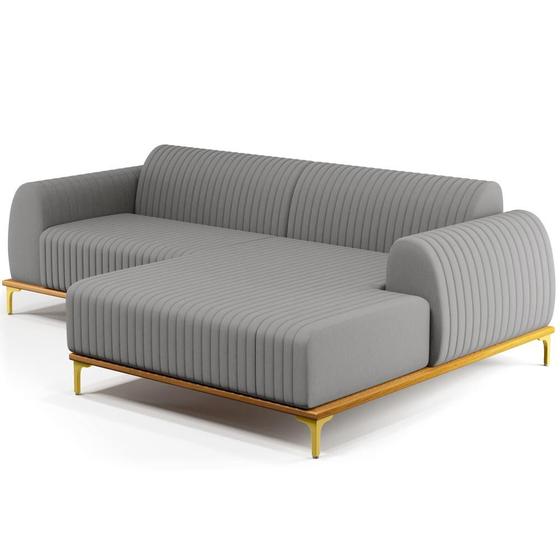 Imagem de Sofá 4 Lugares com Chaise Direito Sala Estar Molino 255cm D02 Linho Cinza Escuro C-416 - Lyam Decor