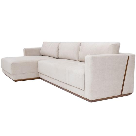 Imagem de Sofá 4 Lugares com Chaise Esquerdo Para Sala de Estar Leblon 280 cm C06 Bouclê Creme B-54 - Lyam