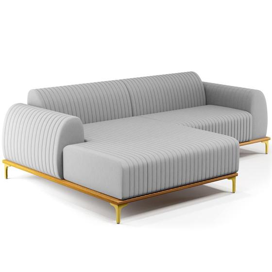 Imagem de Sofá 4 Lugares com Chaise Esquerdo Sala de Estar Molino 255cm D02 Linho Cinza D-315 - Lyam Decor