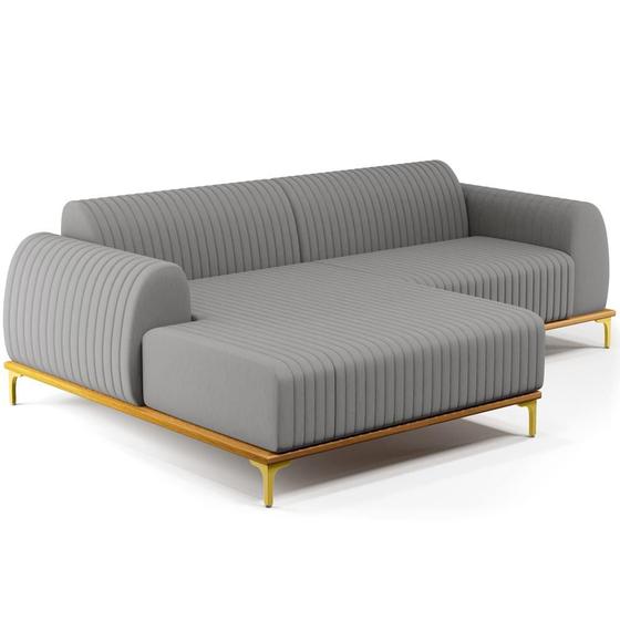 Imagem de Sofá 4 Lugares com Chaise Esquerdo Sala Estar Molino 255cm D02 Linho Cinza Escuro C-416 - Lyam Decor