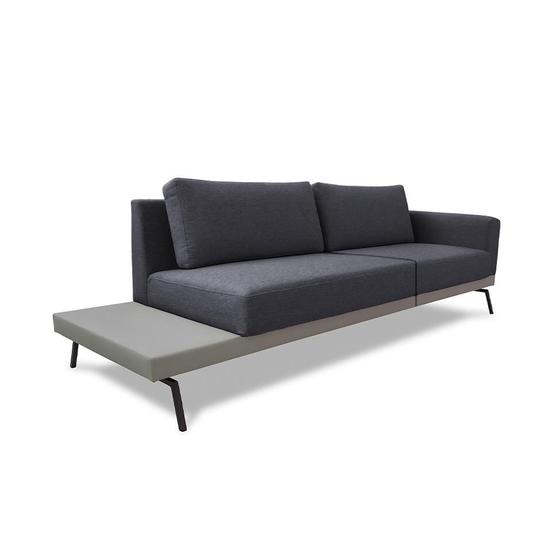Imagem de Sofá 4 Lugares Matteo com Mesa de Apoio Esquerda Linho Cinza 260 cm