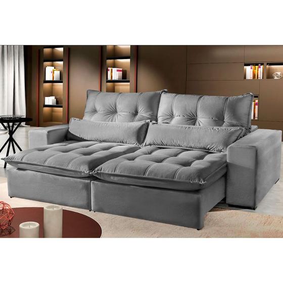 Imagem de Sofá 4 Lugares Máximo Retrátil e Reclinável 2,50M Suede Cinza Claro