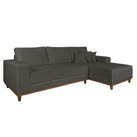Imagem de Sofá 4 Lugares Mônaco Com Chaise Direito Linho Cinza