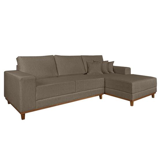 Imagem de Sofá 4 Lugares Mônaco Com Chaise Direito Linho Marrom Claro