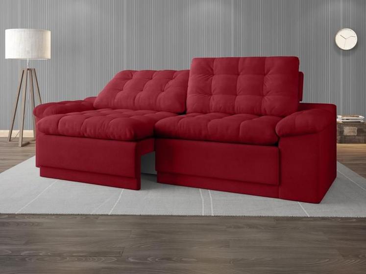 Imagem de Sofá 4 Lugares Net Confort Assento Retrátil e Reclinável Vermelho 2,20m (L)
