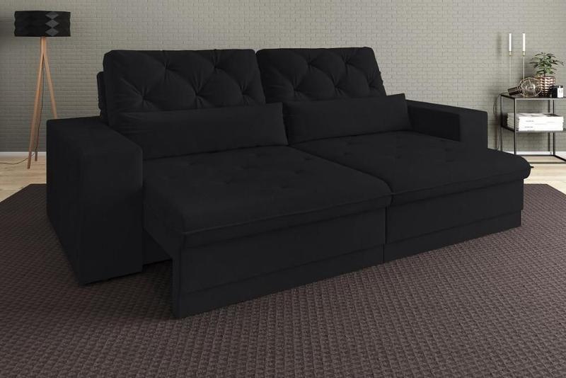 Imagem de Sofá 4 Lugares Net Royale Assento Retrátil e Reclinável Preto 2,30m (L)