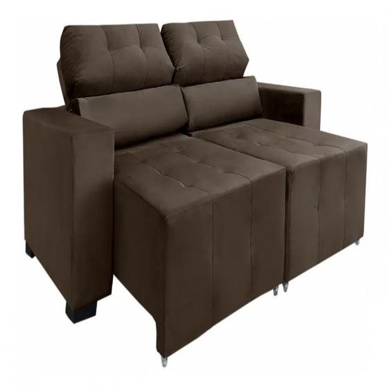 Sofá 4 Lugares New Retrátil Reclinável 2,30m Marrom Mamflex Menor preço em Sofá 4 Lugares New Retrátil Reclinável 2,30m Marrom Mamflex