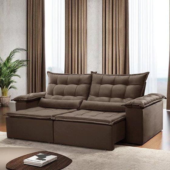 Sofá 4 Lugares Retrátil e Reclinável 210cm Jundiaí Estofados Teixeira