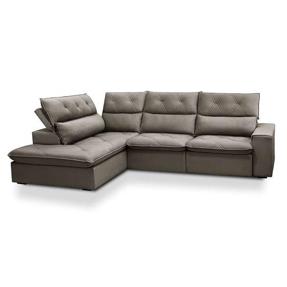 Imagem de Sofá 4 Lugares Retrátil e Reclinável com Chaise Esquerdo Noruega Veludo Castor