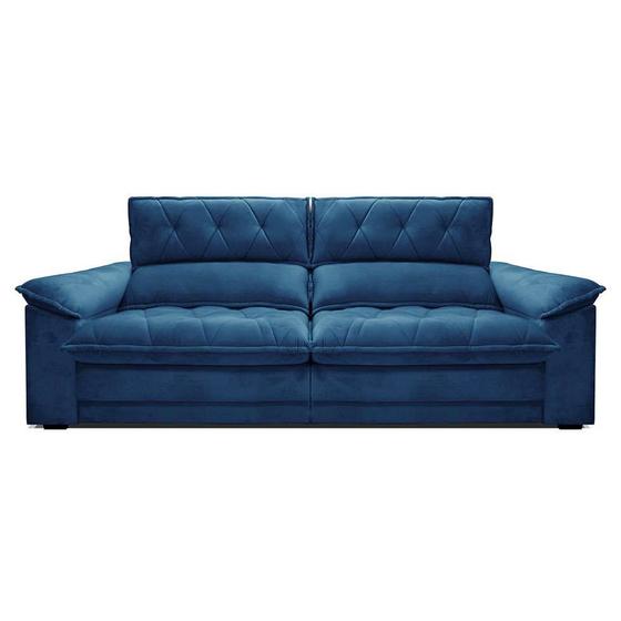 Sofá 4 Lugares Retrátil e Reclinável Soft Veludo Joly Azul