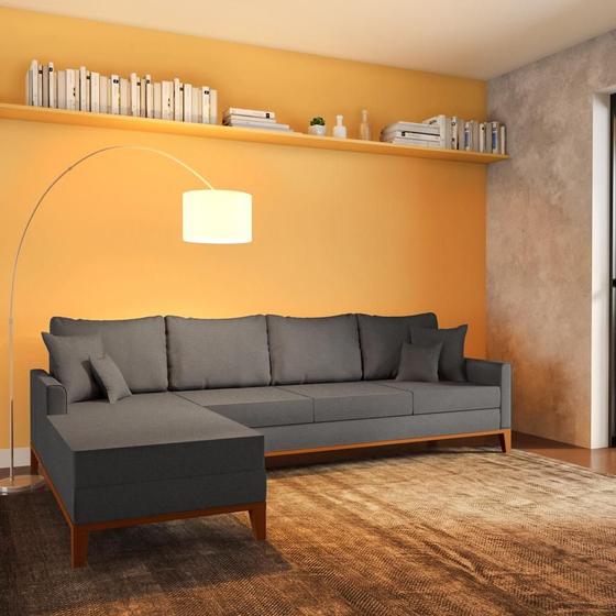 Imagem de Sofá 4 Lugares Tunari Com Chaise Esquerdo Linho Grafite