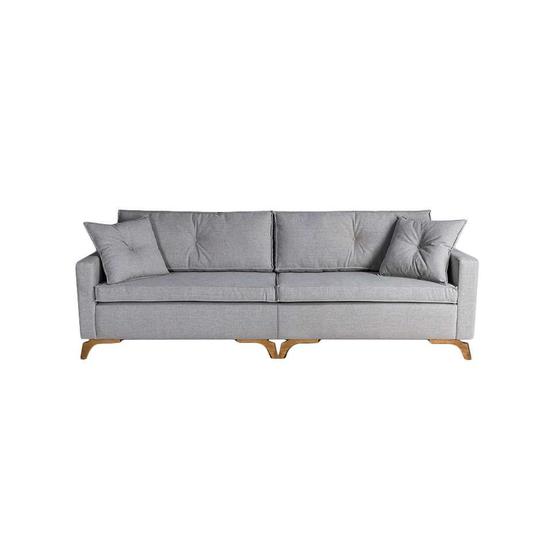 Sofá 4 Lugares Viena Linho Cinza 250 cm Menor preço em Sofá 4 Lugares Viena Linho Cinza 250 cm
