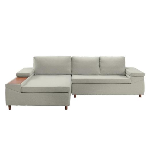 Imagem de Sofá 5 Lugares com Chaise Esquerdo Clássico Linho Bege