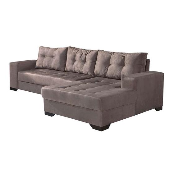 Sofá 5 Lugares Dijon com Chaise Direito Suede Mojave Menor preço em Sofá 5 Lugares Dijon com Chaise Direito Suede Mojave