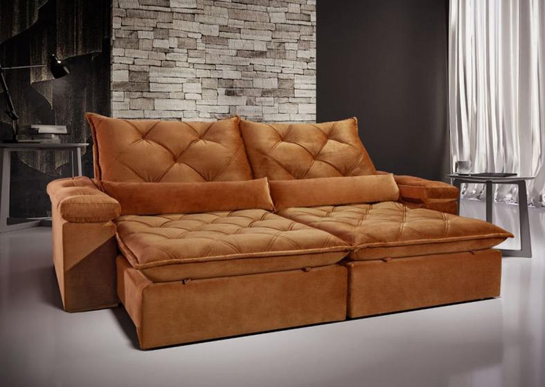 Sofá 5 Lugares Retrátil e Reclinável 2,56 mts Hamburgo Sistema