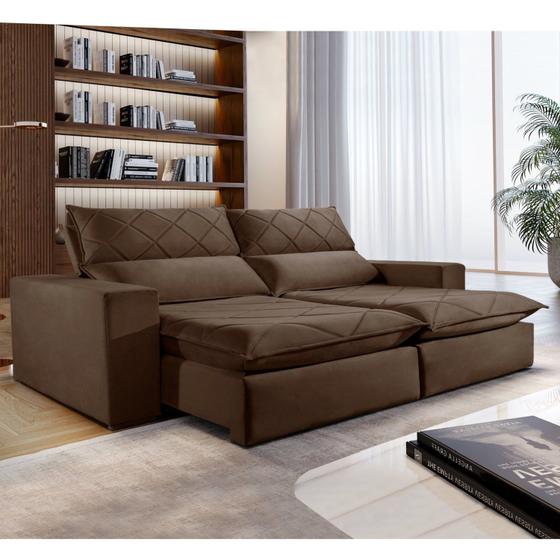 Sofá 5 Lugares Retrátil e Reclinável 290cm Porto Celflex Marrom Menor preço em Sofá 5 Lugares Retrátil e Reclinável 290cm Porto Celflex Marrom