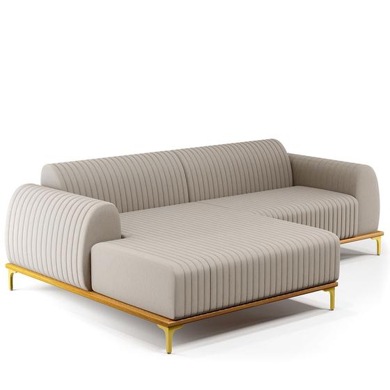 Imagem de Sofá 6 Lugares com Chaise Esquerdo Para Sala de Estar Molino 350cm D02 Linho Bege C-107 - Lyam Decor