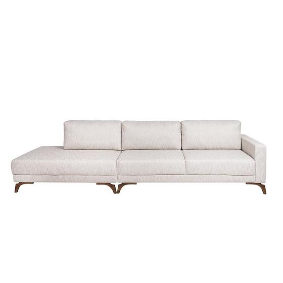 Imagem de Sofá 6 Lugares Henry com Chaise Esquerdo Veludo Bege