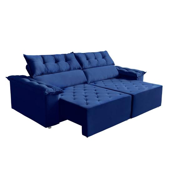 Sofá Amazonas 3 Lugares Retrátil e Reclinável 2,20m Suede Liso Azul