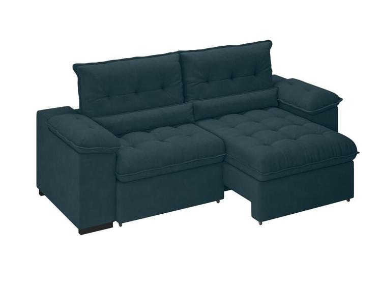 Sofá Arezzo Retrátil/Reclinável 4 Lugares Suede Petróleo 2,15m XFlex