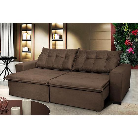 Sofá Austrália. 2,12 Mts Retrátil, Reclinável Com Molas e Pillow no Assento Tecido Suede - CAMA INBOX Imagem de Sofá Austrália. 2,12 Mts Retrátil, Reclinável Com Molas e Pillow no Assento Tecido Suede